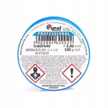 ОЛБА С ФЛЮСОМ CYNEL SN60PB40-SW26 2.00 100G