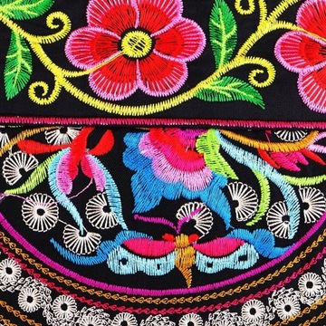 Женская сумочка с винтажной цветочной вышивкой