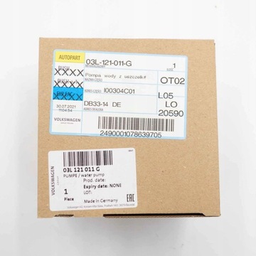 фото thumb №8, Насос воды з прокладка volkswagen оригинальный номер 03l121011g