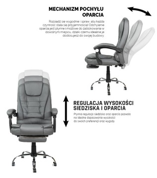KRZESŁO BIUROWE FOTEL BIUROWY OBROTOWY Z PODNÓŻKIEM ARTNICO DO BIURA POKOJU
