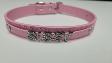 Розовый БДСМ-воротник с надписью SISSY