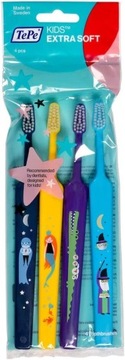 Мягкие зубные щетки для детей от 3 лет Compact KIDS x-soft TePe, 4 шт.