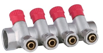 РАСПРЕДЕЛИТЕЛЬ X-HOME PEX 1” x 16 мм 9 КОНТУРОВ ХОЛОДНОЙ ВОДЫ 4 КОНТУРА ГОРЯЧЕЙ ВОДЫ