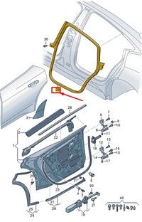 фото thumb №1, Audi e-tron gt rear left inner door уплотнитель rubber 4j3833721d