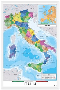 Plakat polityczna Mapa Włoch 61x91,5 wers. hiszp.
