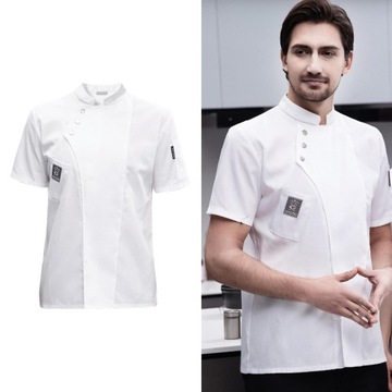 Куртка шеф-повара с короткими рукавами, простая рубашка Chef A # White M для кейтеринга в мульти-униформе