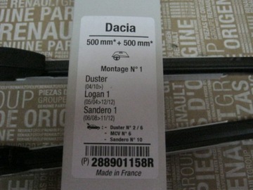 OE RENAULT DACIA DUSTER 04/10 - ПЕРЕДНИЕ ДВОРНИКИ