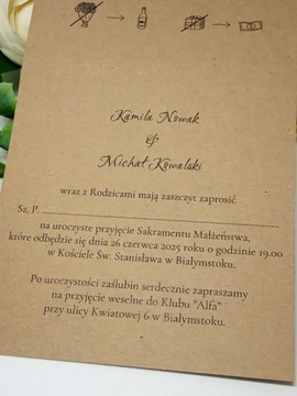 ZS11*2 E Zaproszenie na ślub ślubne ze sznureczkiem