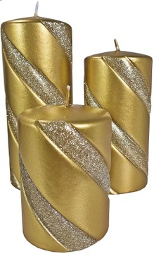 Декоративный НАБОР СВЕЧЕЙ VELLA GOLD ARTMAN, блестки