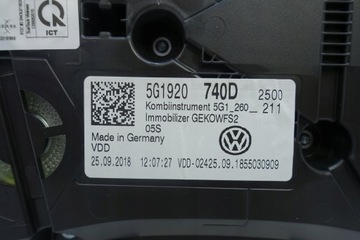 фото thumb №8, Спідометр  прилади vw golf vii 7 5g 41368km 5g1920740d