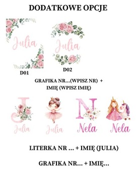 Zestaw 3 szt Plakatów A4 21x30 cm Tryptyk Literka Imię Kwiaty Balet Obrazy