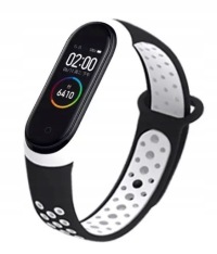 Ремешок для Xiaomi Замена для Mi Band 3/4 ПЕРФОРИРОВАННЫЙ ЧЕРНО-СЕРЫЙ