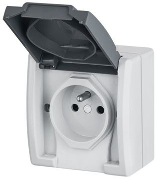 РОЗЕТКА AQUANT ДВОЙНАЯ Н/Т IP55 СЕРАЯ 1242-10