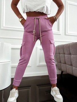 Spodnie dresy JOGGERY bojówki DRESOWE modny fason FB28 szary M/L