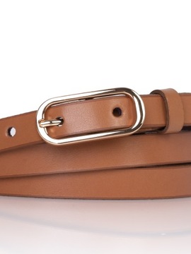 Ремень RUDY узкий кожаный GOLD BUCKLE тонкий 1,5 мм