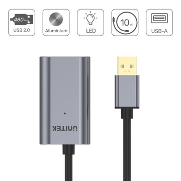 Przedłużacz USB Unitek Y-272 czarny 10 m
