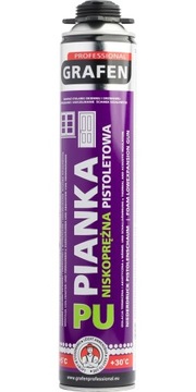 PIANA NISKOPRĘŻNA PISTOLETOWA MONTAŻOWA 750ML OKNA DRZWI OŚCIEŻNICE GRAFEN