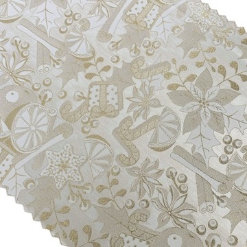 Bieżnik Plamoodporny Świąteczny Boże Narodzenie Prezenty Złoty 40x120 cm