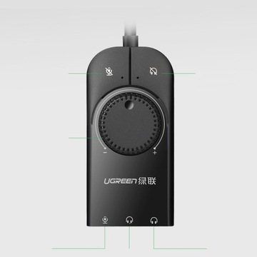 UGREEN USB ЗВУКОВАЯ КАРТА НАУШНИКИ МИКРОФОН 15 СМ