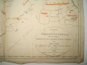 Старая карта АФРИКА 1808 Нордкусте Марокко Фес Алжир