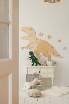 Настенное украшение в виде динозавра T-Rex в технике оригами, размер XL