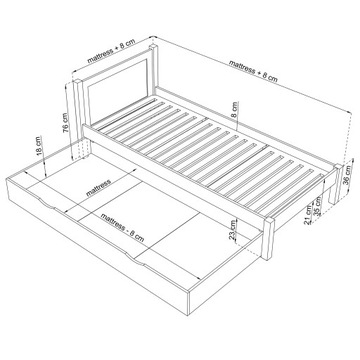 Кровать деревянная с ящиком 120х200 сосна N02