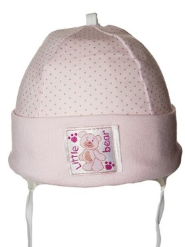 CZAPKA BAWEŁNIANA ZWIERZĄTKA CZAPECZKA WIĄZANA Z USZKAMI 3-6 M-CA 5KOLORÓW