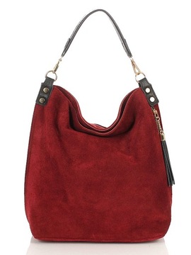 VERA PELLE Итальянская замшевая сумка BAG бордового цвета из натуральной кожи ZJ15