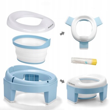 NICEKIDS ANTI-SLIP POTTY 3в1 крышка для унитаза, сиденье для унитаза, сиденье для унитаза, синий