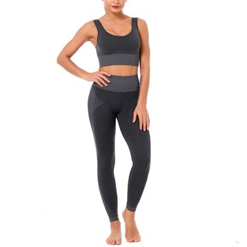 KOMPLET SPORTOWY bezszwowe legginsy top fitness S