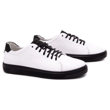 BUTY MĘSKIE CASUAL SKÓRA POLSKIE 2109C BIAŁE 40