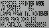 фото thumb №8, Mercedes sprinter vw crafter лампа права правий задня a9068200564 a9068201764