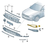 фото thumb №2, Решітка бампера заглушка vw passat b8 fl права