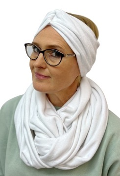 Szeroka opaska półturban wek-biały Eva Design