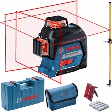 BOSCH Cross Line Laser 3x 360° Красный GLL 3-80 Линейный корпус Штанга 360см