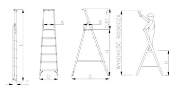 АЛЮМИНИЕВАЯ ЛЕСТНИЦА 132 СМ + ПЛАТФОРМА 1202 DRABEX