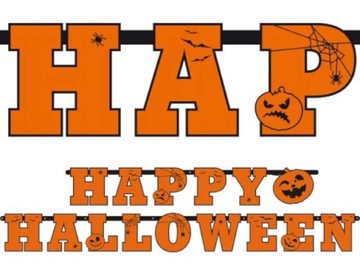 Баннер Happy HALLOWEEN, более 2 метров, оранжевый