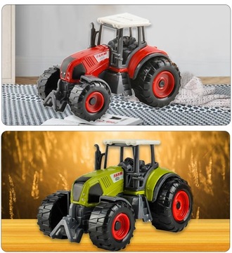DUŻY ZESTAW Maszyny Rolnicze 2x Traktor Metal 4x Maszyna Przyczepa Rolnicza