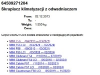 Радіатор води 8645800 кондиціонера 9271204 набір mini f54 f55 f56 f57 Зі Шроту, фото thumb