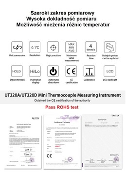 Цифровой термометр-измеритель температуры UT320D J/K