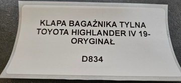 фото thumb №10, Кришка багажника задня toyota highlander iv 19- оригінал