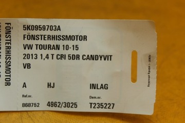 фото thumb №14, Двигунчик блок керування скла лівий зад vw touran i рестайлінг 5k0959703a 5k0959795