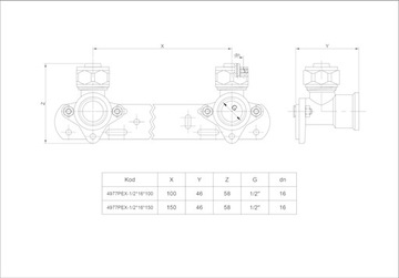 Полоса с коленами 16 x 1/2 дюйма, скрученная PEX. 150 мм