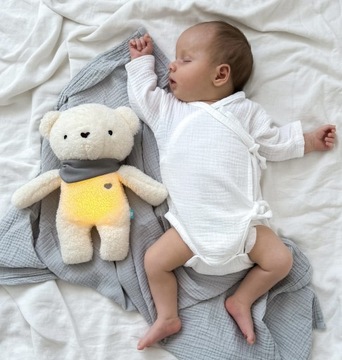 SZUMISIE MIŚ 5W1 Z APASZKĄ MASKOTKA USYPIACZ LAMPKA SZUM CZUJNIK SNU+GRATIS