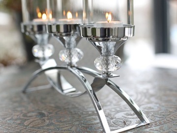 Подсвечники Triple Glamour Chrome Crystal Lantern