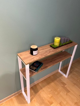 Стол консольный, Стол консольный, Туалетный столик LOFT 70х25х87 Дуб Белый