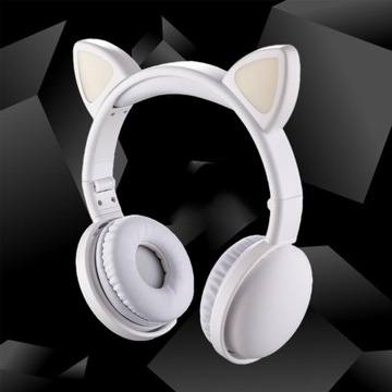 Наушники Cat Bluetooth 5.0 со светодиодной подсветкой и шумоподавлением, складные, белые