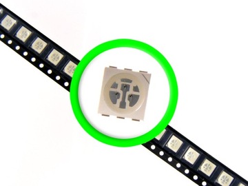 10 светодиодов SMD 5050 PLCC-6 60 мА 518 нм ЗЕЛЕНЫЕ