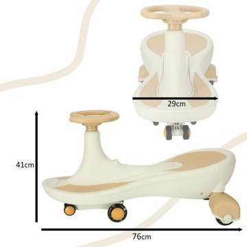 Колеса Gravity ride-on, светящиеся светодиодные с музыкой, 76 см, бежевые, макс. 100