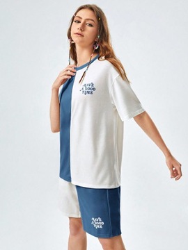 SHEIN СИНЕ-БЕЛАЯ ФУТБОЛКА КОРОТКИЕ ШОРТЫ УНИСЕКС M 41984